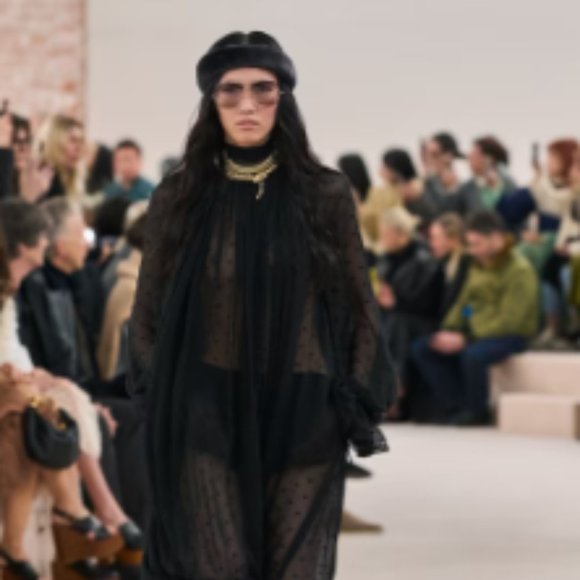 See by Chloe black ruffled 3/4 sleeve crepe-like boat neck blouse, size 4-EU 34 - Picture 11 of 11